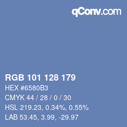 Color code: RGB 101 128 179 | qconv.com