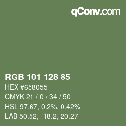 Color code: RGB 101 128 85 | qconv.com