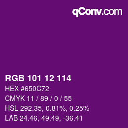 Color code: RGB 101 12 114 | qconv.com