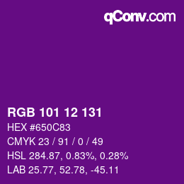 颜色代码: RGB 101 12 131 | qconv.com