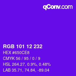 Color code: RGB 101 12 232 | qconv.com