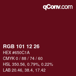 Color code: RGB 101 12 26 | qconv.com