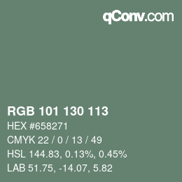 Color code: RGB 101 130 113 | qconv.com