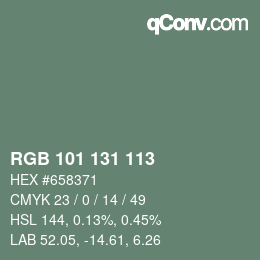 Color code: RGB 101 131 113 | qconv.com