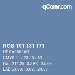 Color code: RGB 101 131 171 | qconv.com