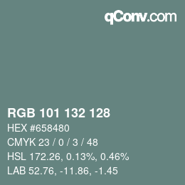 Color code: RGB 101 132 128 | qconv.com