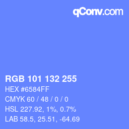 Color code: RGB 101 132 255 | qconv.com