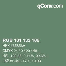 Color code: RGB 101 133 106 | qconv.com