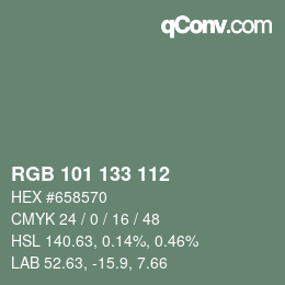 Color code: RGB 101 133 112 | qconv.com
