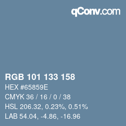 Color code: RGB 101 133 158 | qconv.com