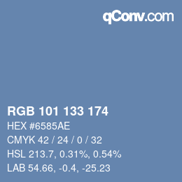 Color code: RGB 101 133 174 | qconv.com