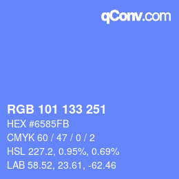 Color code: RGB 101 133 251 | qconv.com