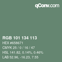 Color code: RGB 101 134 113 | qconv.com