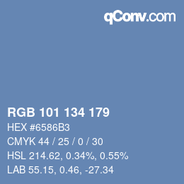 Color code: RGB 101 134 179 | qconv.com