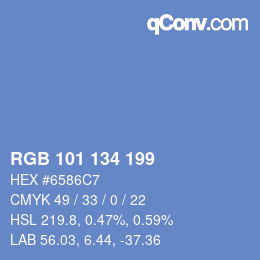 Color code: RGB 101 134 199 | qconv.com