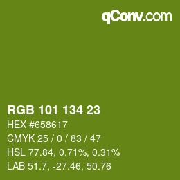 Color code: RGB 101 134 23 | qconv.com