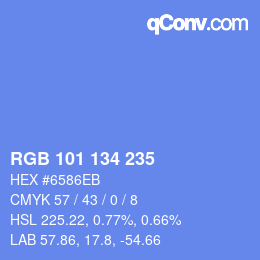Color code: RGB 101 134 235 | qconv.com