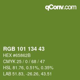 Color code: RGB 101 134 43 | qconv.com