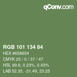 Color code: RGB 101 134 84 | qconv.com