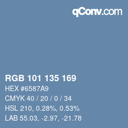 Color code: RGB 101 135 169 | qconv.com