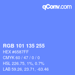 Color code: RGB 101 135 255 | qconv.com