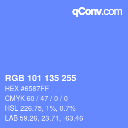 Color code: RGB 101 135 255 | qconv.com