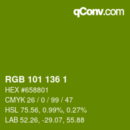 Color code: RGB 101 136 1 | qconv.com