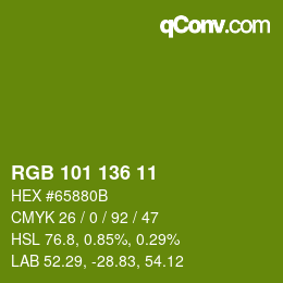 Color code: RGB 101 136 11 | qconv.com