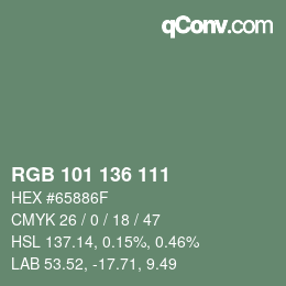 Color code: RGB 101 136 111 | qconv.com