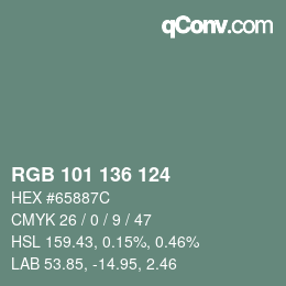 Color code: RGB 101 136 124 | qconv.com