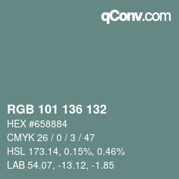 Color code: RGB 101 136 132 | qconv.com