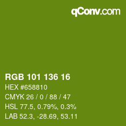 Color code: RGB 101 136 16 | qconv.com