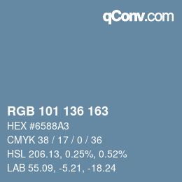 Color code: RGB 101 136 163 | qconv.com