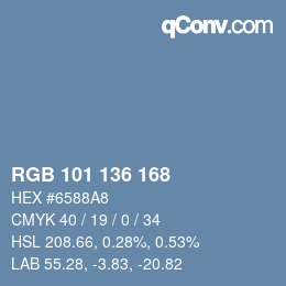 Código de color: RGB 101 136 168 | qconv.com