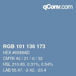Color code: RGB 101 136 173 | qconv.com