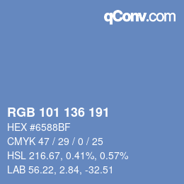 Color code: RGB 101 136 191 | qconv.com
