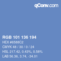 Color code: RGB 101 136 194 | qconv.com