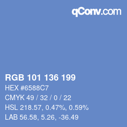 Color code: RGB 101 136 199 | qconv.com