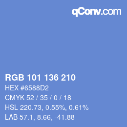 Color code: RGB 101 136 210 | qconv.com