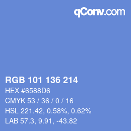 Color code: RGB 101 136 214 | qconv.com