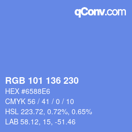 Farbcode: RGB 101 136 230 | qconv.com