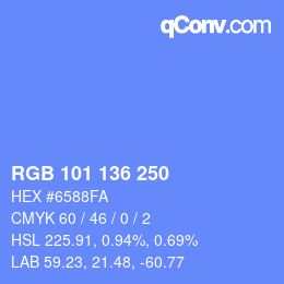 Código de color: RGB 101 136 250 | qconv.com