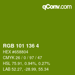 Color code: RGB 101 136 4 | qconv.com