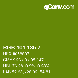 Color code: RGB 101 136 7 | qconv.com