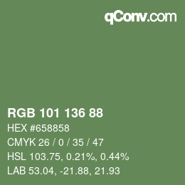 Color code: RGB 101 136 88 | qconv.com