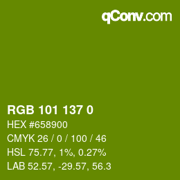Color code: RGB 101 137 0 | qconv.com