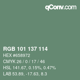 Color code: RGB 101 137 114 | qconv.com