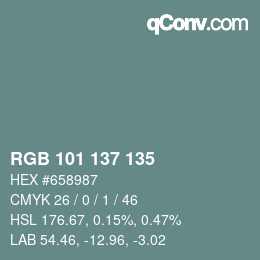 カラーコード: RGB 101 137 135 | qconv.com