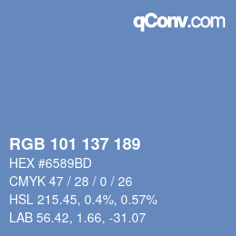 Color code: RGB 101 137 189 | qconv.com