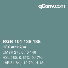 Color code: RGB 101 138 138 | qconv.com